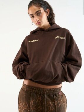 Scufflers Brown Cropped Hoodie - Women's Casual Pullover